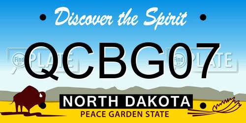 QCBG07 North Dakota License Plate