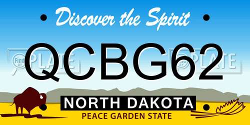 QCBG62 North Dakota License Plate