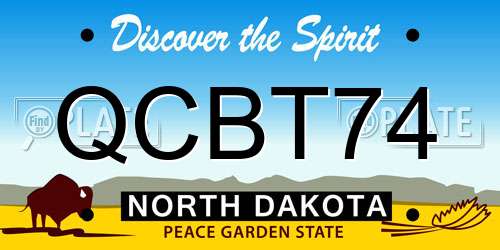QCBT74 North Dakota License Plate