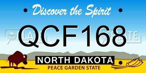 QCF168 North Dakota License Plate