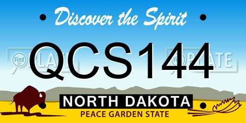 QCS144 North Dakota License Plate
