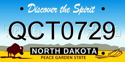 QCT0729 North Dakota License Plate