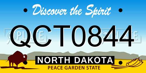 QCT0844 North Dakota License Plate