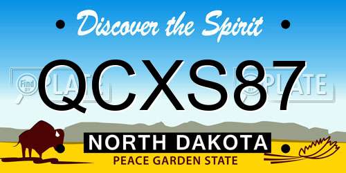 QCXS87 North Dakota License Plate