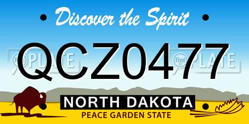QCZ0477 North Dakota License Plate
