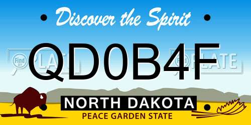 QD0B4F North Dakota License Plate