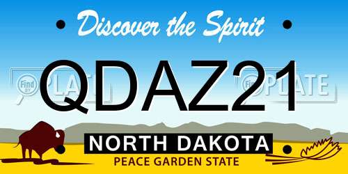 QDAZ21 North Dakota License Plate