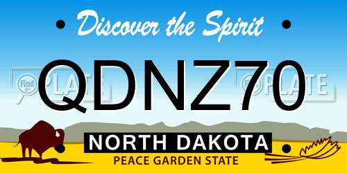 QDNZ70 North Dakota License Plate
