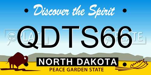 QDTS66 North Dakota License Plate