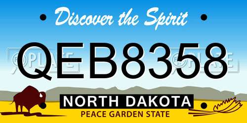 QEB8358 North Dakota License Plate