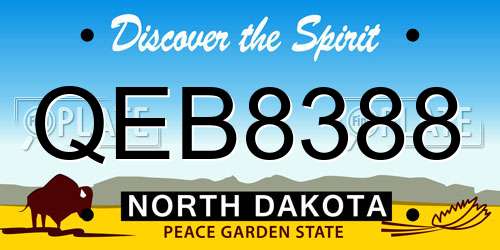 QEB8388 North Dakota License Plate