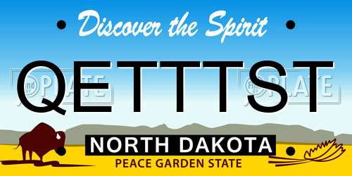 QETTTST North Dakota License Plate