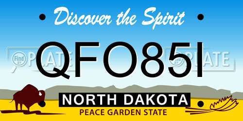 QFO85I North Dakota License Plate