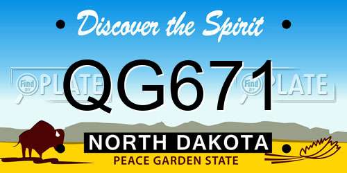 QG671 North Dakota License Plate