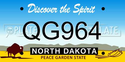 QG964 North Dakota License Plate