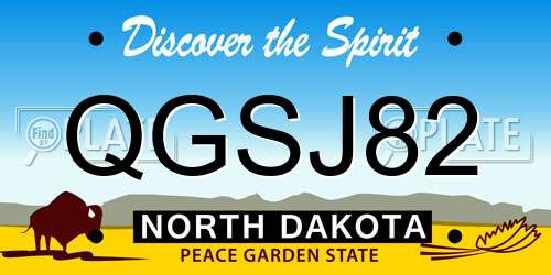 QGSJ82 North Dakota License Plate