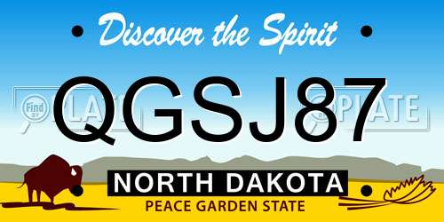 QGSJ87 North Dakota License Plate