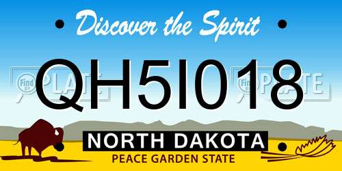 QH5I018 North Dakota License Plate