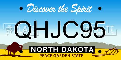 QHJC95 North Dakota License Plate
