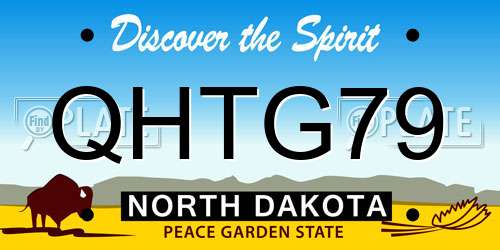 QHTG79 North Dakota License Plate