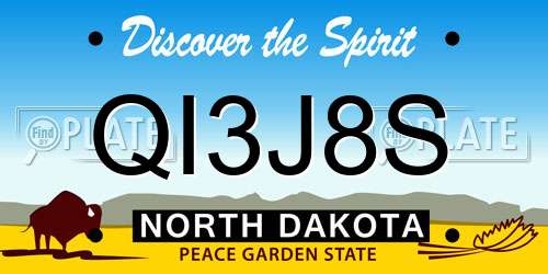 QI3J8S North Dakota License Plate