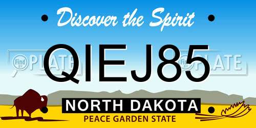 QIEJ85 North Dakota License Plate