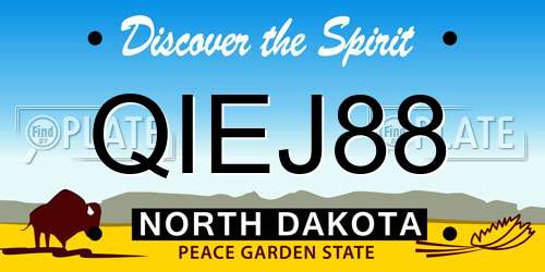 QIEJ88 North Dakota License Plate