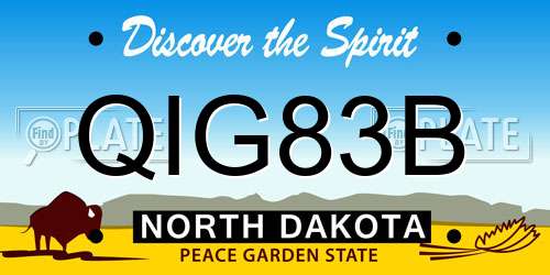 QIG83B North Dakota License Plate