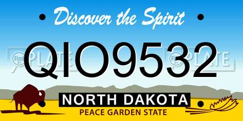 QIO9532 North Dakota License Plate