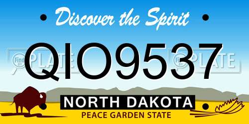 QIO9537 North Dakota License Plate