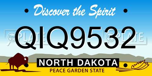 QIQ9532 North Dakota License Plate