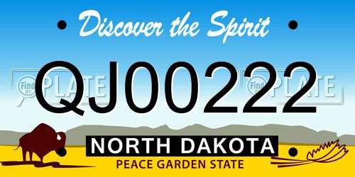 QJ00222 North Dakota License Plate