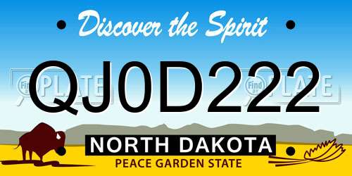 QJ0D222 North Dakota License Plate
