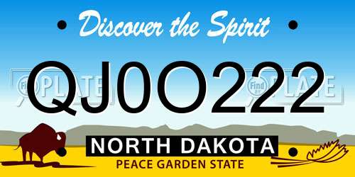 QJ0O222 North Dakota License Plate
