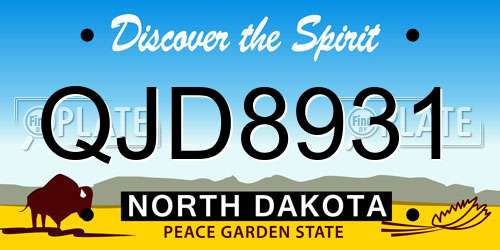 QJD8931 North Dakota License Plate