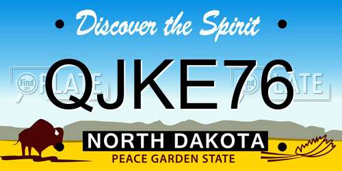 QJKE76 North Dakota License Plate