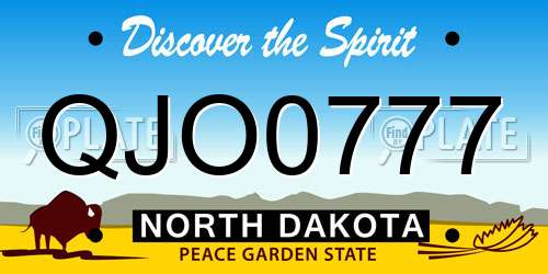 QJO0777 North Dakota License Plate