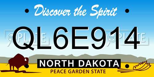 QL6E914 North Dakota License Plate