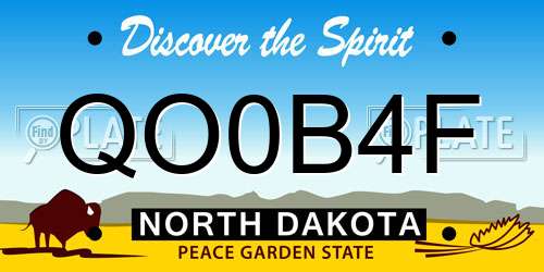 QO0B4F North Dakota License Plate