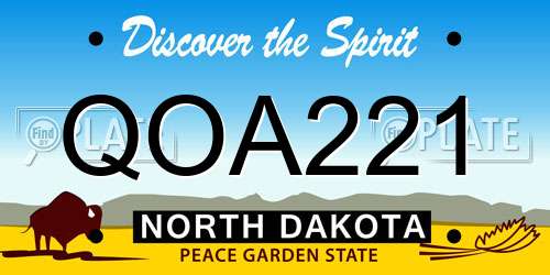 QOA221 North Dakota License Plate
