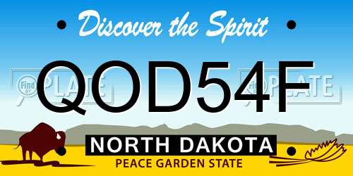 QOD54F North Dakota License Plate
