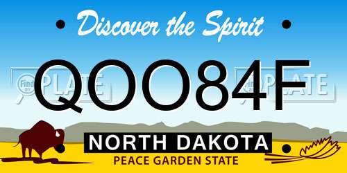 QOO84F North Dakota License Plate