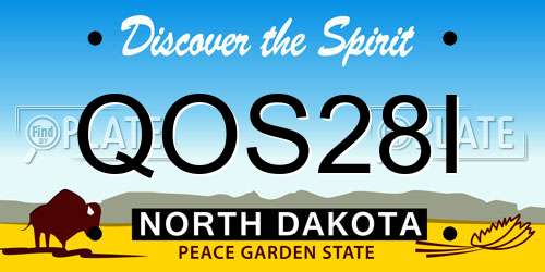 QOS28I North Dakota License Plate