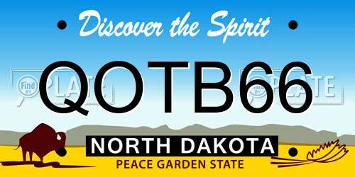 QOTB66 North Dakota License Plate