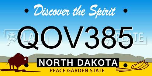 QOV385 North Dakota License Plate