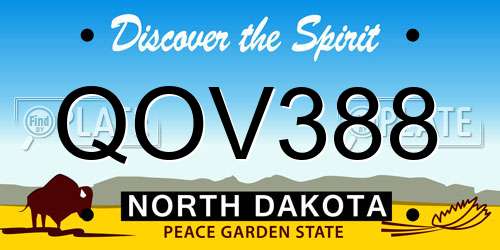 QOV388 North Dakota License Plate