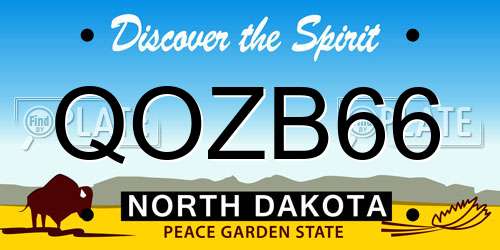 QOZB66 North Dakota License Plate