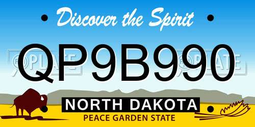 QP9B990 North Dakota License Plate
