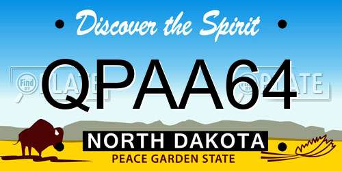 QPAA64 North Dakota License Plate