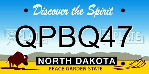 QPBQ47 North Dakota License Plate